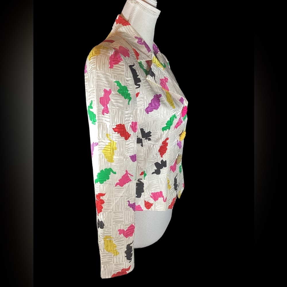 Vintage 80’s David Hayes Silk Abstract Blazer. B30 - Picture 5 of 15